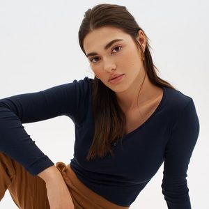 KOTN Fitted Henley Navy